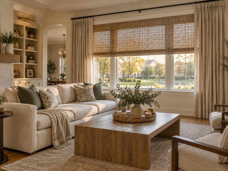 Layered window treatments for Kansas City homes with flexible light control and privacy