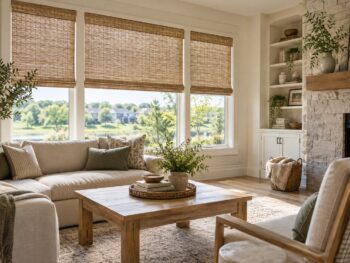 Custom woven wood shades for Kansas City homes with natural texture and light filtering